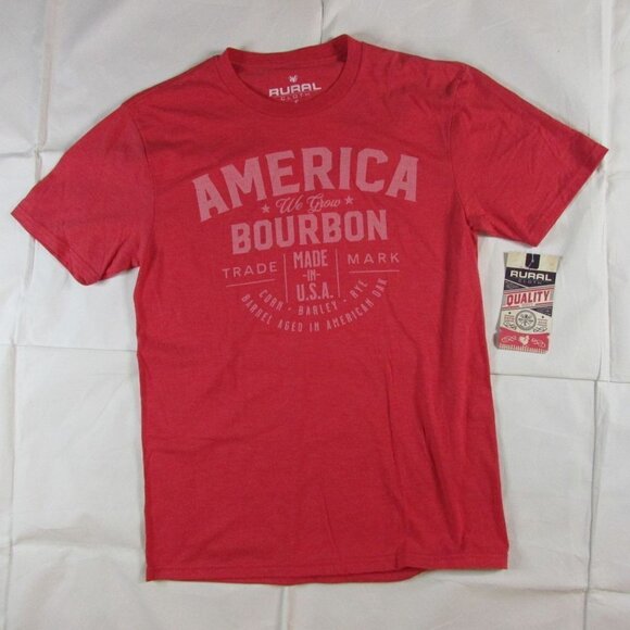 Rural Cloth Unisex Adult Short Sleeve America We Grow Bourbon T-Shirt Red - Picture 1 of 2